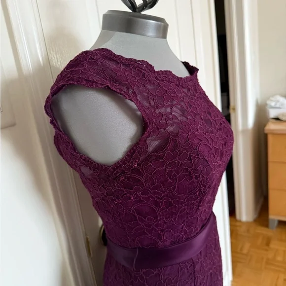 Elegant Purple Lace Evening Gown - Picture 3 of 9